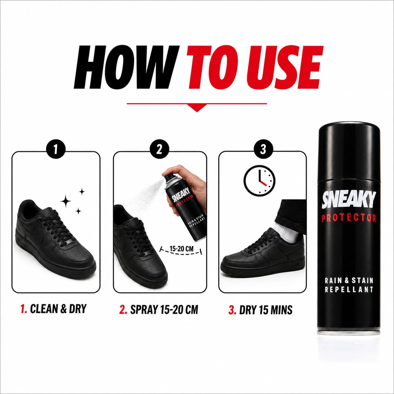 Sneaky Spray Shoe Protector Keeps Rain & Stains Away, 200ml 2