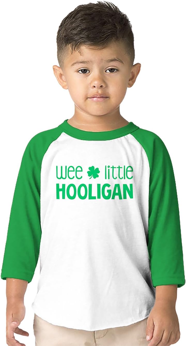 SpiritForged ApparelWee Little Hooligan Toddler 3/4 Raglan Shirt, Kelly 4T