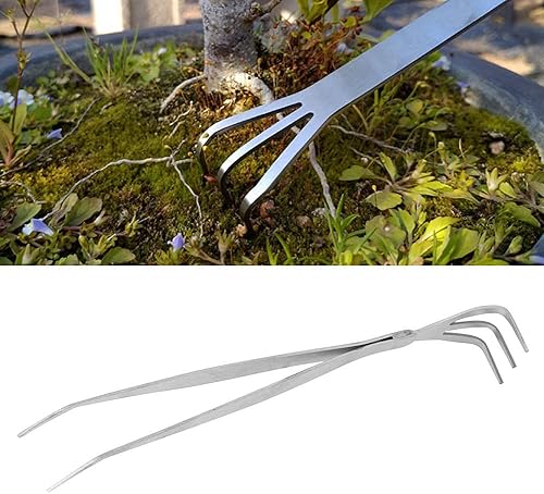 Agatige Rastrillo de mano de jardinería 2 en 1, rastrillo de acero inoxidable para cultivar, aflojar el suelo, esparcir mantillo