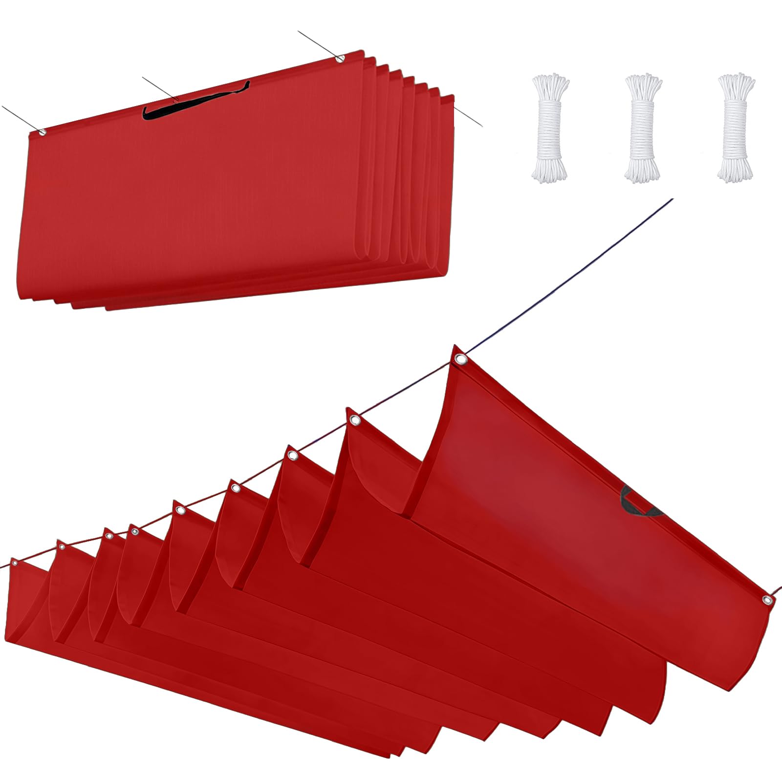 Voile d'ombrage vague pour pergola rectangulaire rouge anti-UV 1x9.5m