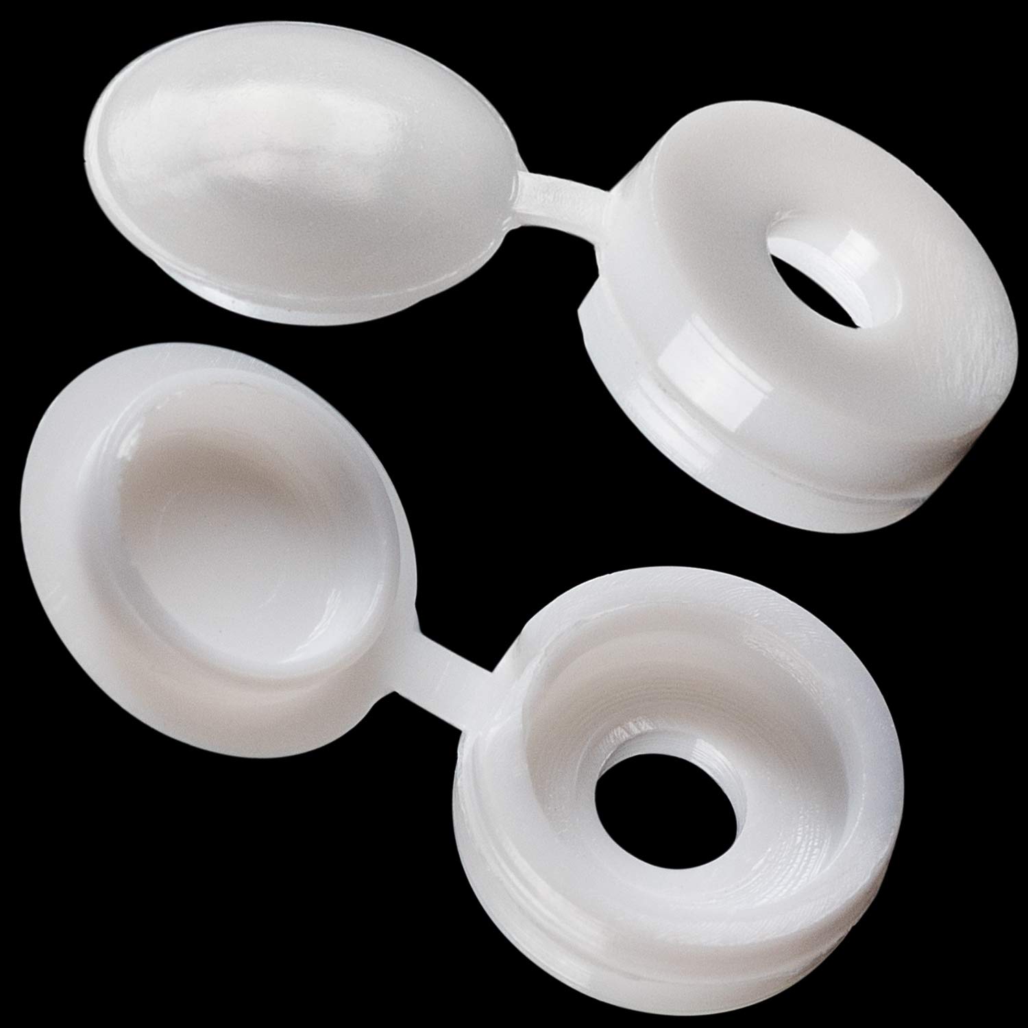 PAGOW 50 Pcs Plastic Hinged Screw Cover Caps, Fold Snap Washer Flip Tops Protection Premium Durable (White)