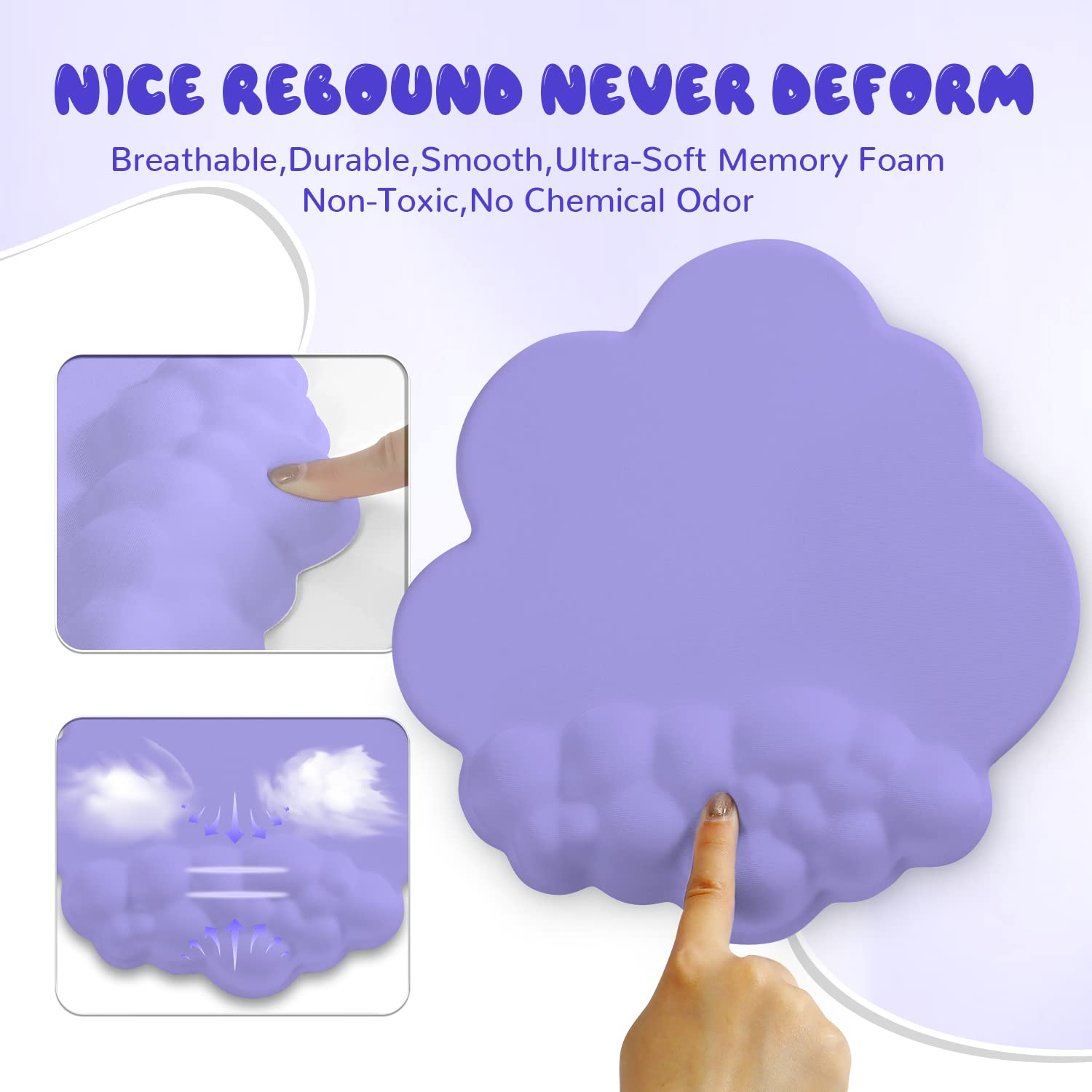 Tapis de souris 5 en 1 en forme de nuage, repose-poignet pour clavier, repose-poignet de souris, tapis de souris et dessous de verre en cuir avec tapis de bureau, mousse à mémoire de forme,