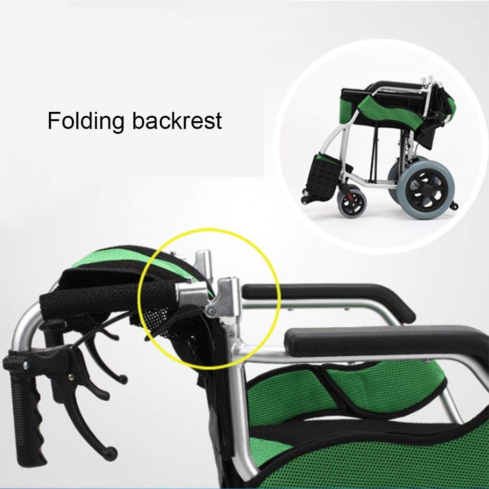 Silla de Ruedas Manual,Sillas de Ruedas Multi-Funcionalción Aleación Denio Silla de Ruedas Manual Ligera Y Plegable