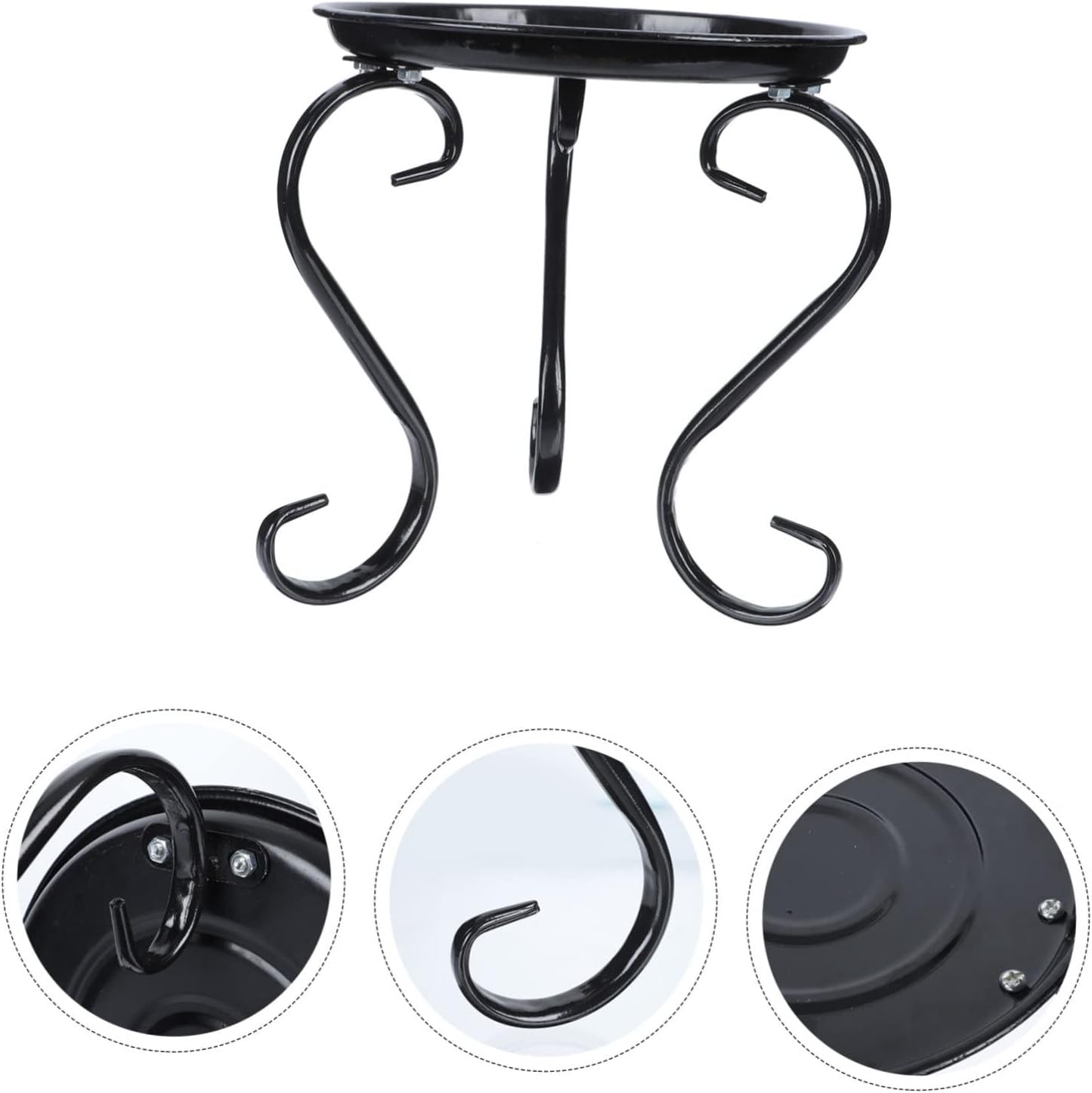 European Style Single-deck Iron Plant Stand for Balcony and Living Black Flower Pot Display Rack Suitable for Small Pots Indoor Outdoor Plant Holder