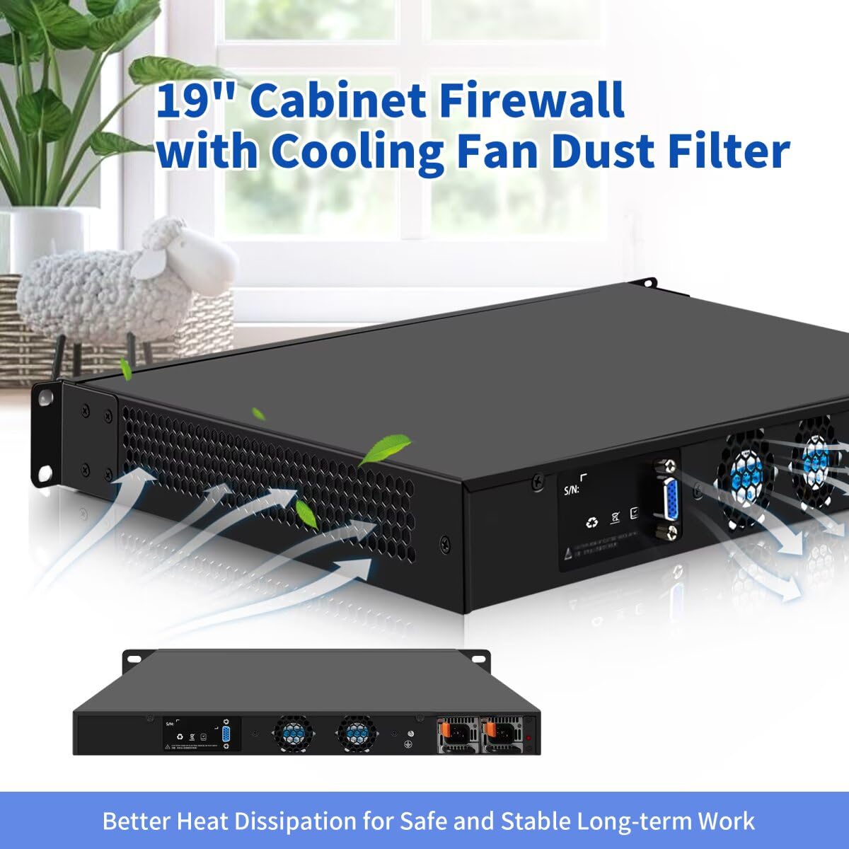 1U Firewall 19 inch 2x10GB SPF+ Appliance C236 Redundancy Power Supply Core i7 8700, 8 x 2.5 Gigabit Ethernet OPNsense, Network Hardware Server, 32GB RAM 512GB SSD, USB 3.0, Console
