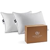 Pacific Coast Goose Feather and Down Bed Pillows Standard Size Set of 2, Hotel Pillow for Sleeping, Downproof, Soft, Fluffy, 100% Cotton Shell