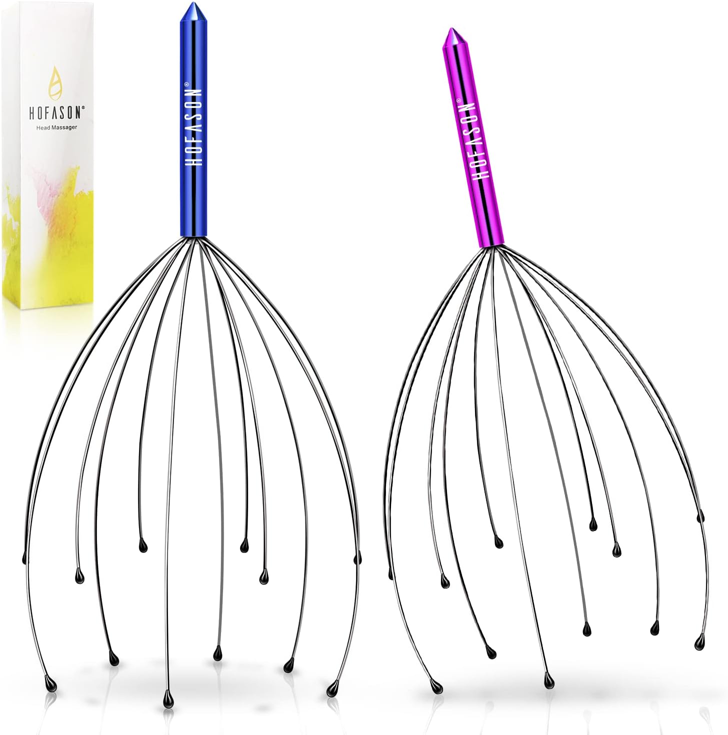 HOFASON Scalp Massagers, Handheld Head Massage Tingler, Scratcher for Deep Relaxation, Hair Stimulation and Stress Relief (2 Pack, Random Colors)