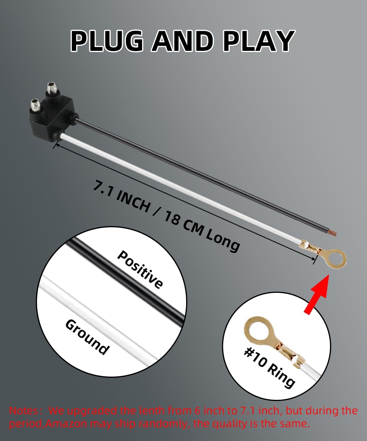 10x Markers Wire Plug - 2 Wire Pigtail for Sealed Side Marker Tail Trailer Clearance Lights, 6" Long 2 Prong, Marker Lights Wiring Plug Fit 2" 2.5" Side Markers