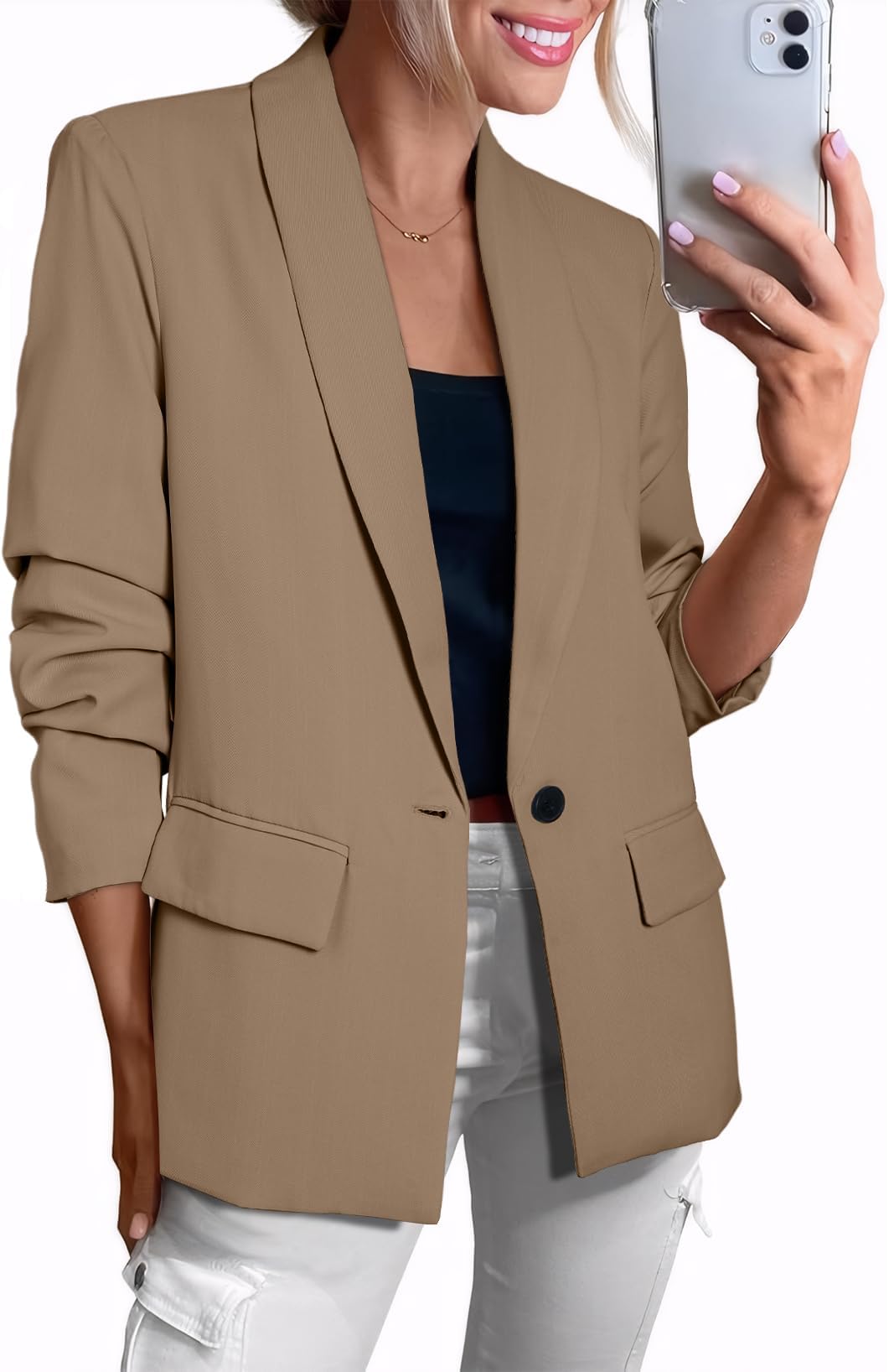 Womens Long Sleeve Blazer Business Casual Open Front Work Office Suit Jackets