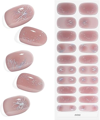 Tiras de uñas de gel semicuradas, 20 unidades, calcomanías de uñas de gel de calidad de salón, tiras de gel semicuradas de larga duración,