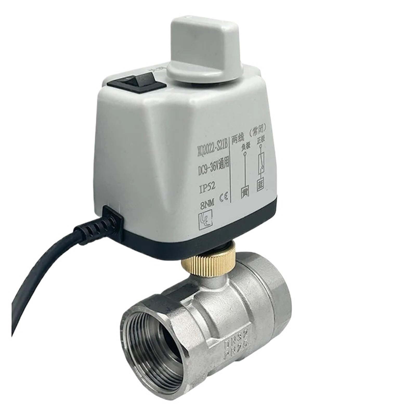Vanne motorisée acier inoxydable DN15 110V normalement ouverte avec interrupteur