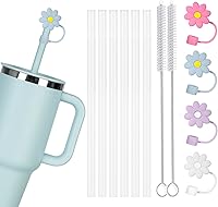 Vista 9 de Greant 6 popotes para vaso Hydro Flask de 32 onzas, cubierta de popote a prueba de polvo para vaso HydroFlask de 40 onzas, popote para tapa a Paja