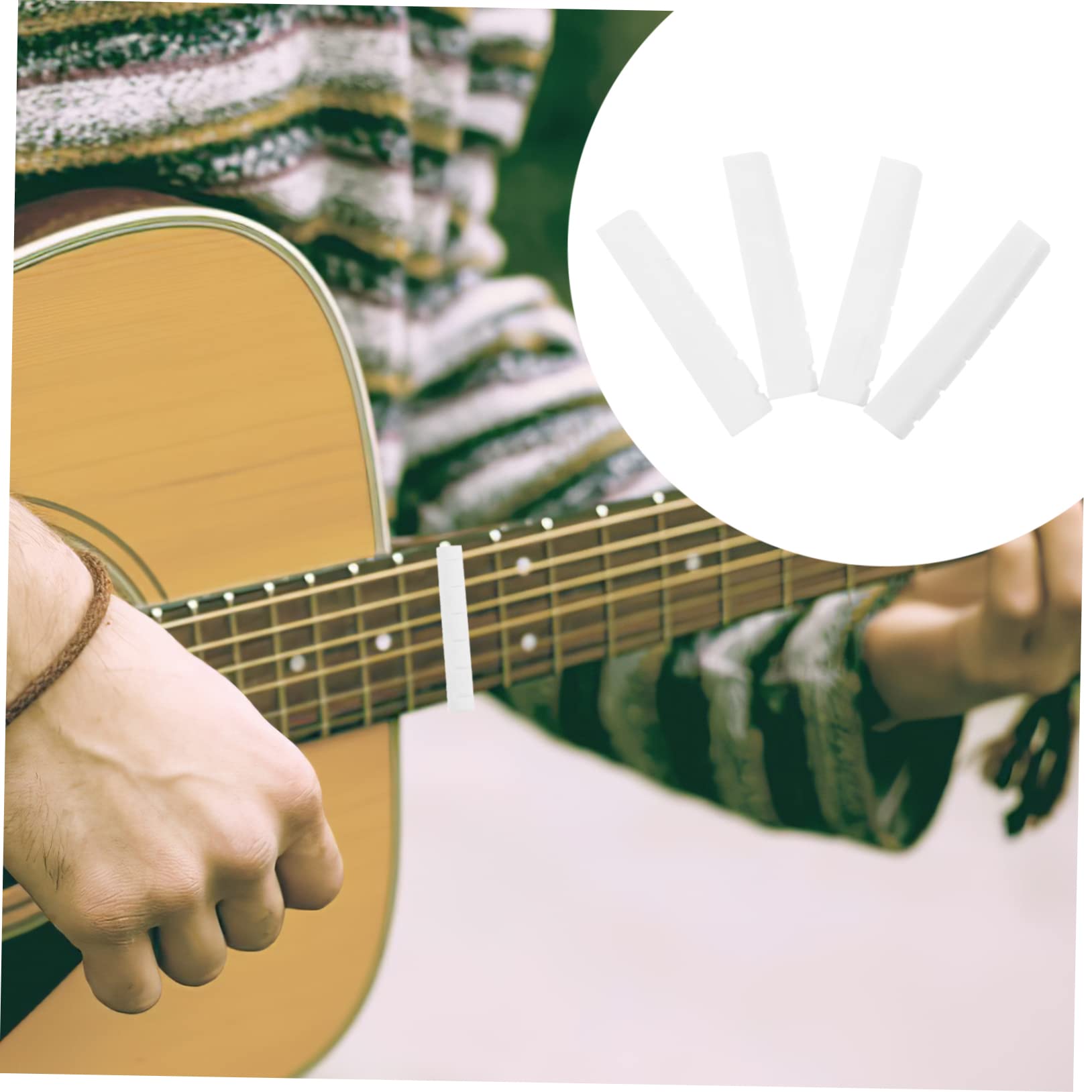 COSMEVIVI Guitar Bone Nut and Saddle 4pcs String Nut for Guitar Acoustic Electric Improve Tone Sturdy and Easy to Use
