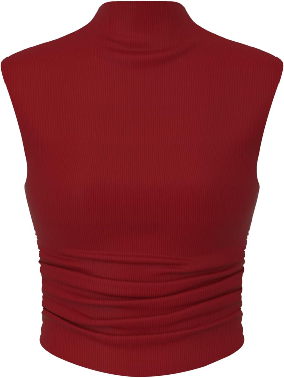 CIDER High Neck Ruched Tank Top - Women Sleeveless Cropped Knit Shirt Going Out Summer Casual