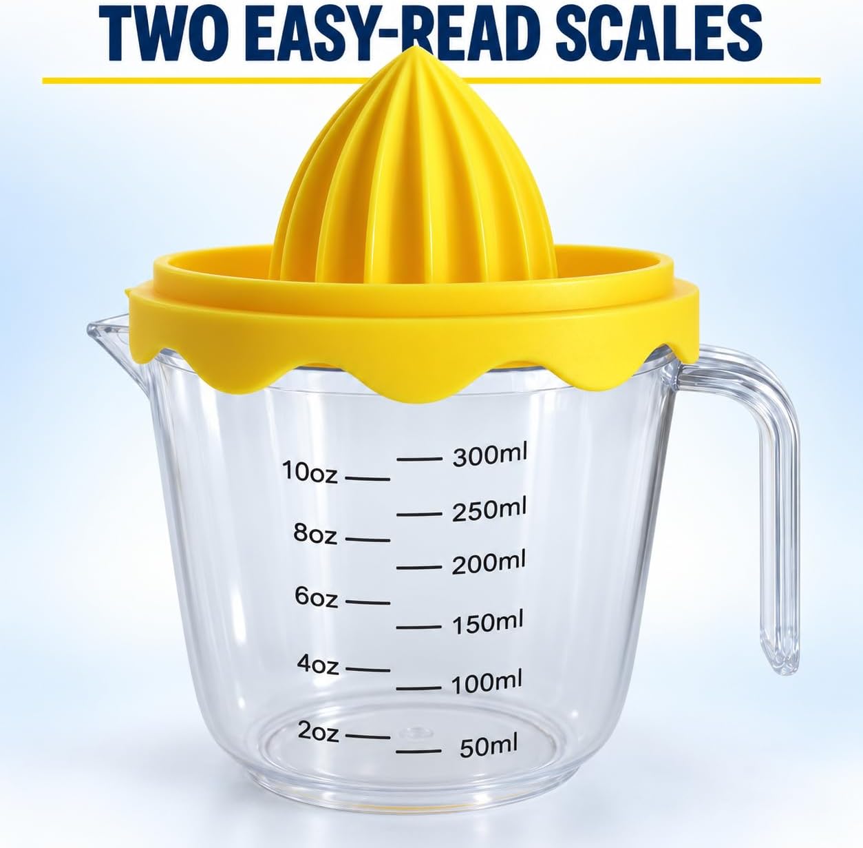Manual Citrus Juicer with 10 oz 300 mL Measuring Cup and Strainer