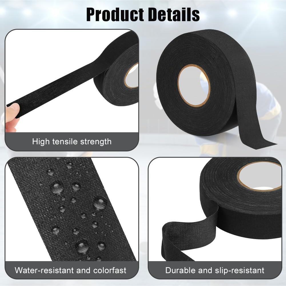 Grip Tape, Ruban Adhésif Sport avec Ciseaux, Autocollant Hockey Bande, Anti-Dérapant Ruban Adhésif de Hockey, Résistant Polyester Coton pour Badminton Raquette Squash Tennis, 25mm*25m