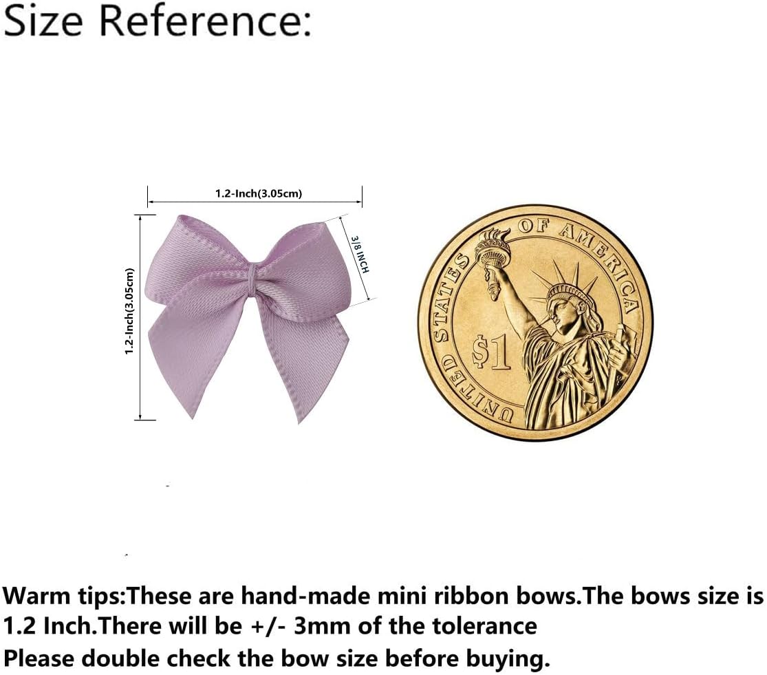 50pcs 1.2-Inch Lavender Mini Bows for Crafts Mini Satin Ribbon Bows in Light Purple for Sewing Gift Applique Craft for Holiday Decoration(Lt.Orchid) image 3