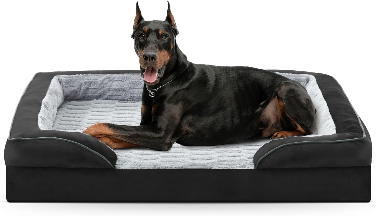 FURTIME Orthopedic Dog Bed for Extra Large Dogs - XL Plus Waterproof Dog Sofa Beds, Supportive Foam Pet Couch Bed with Removable Washable Cover, Waterproof Lining and Nonskid Bottom, Black 48.0''Lx35.0''Wx6.5''Th Black
