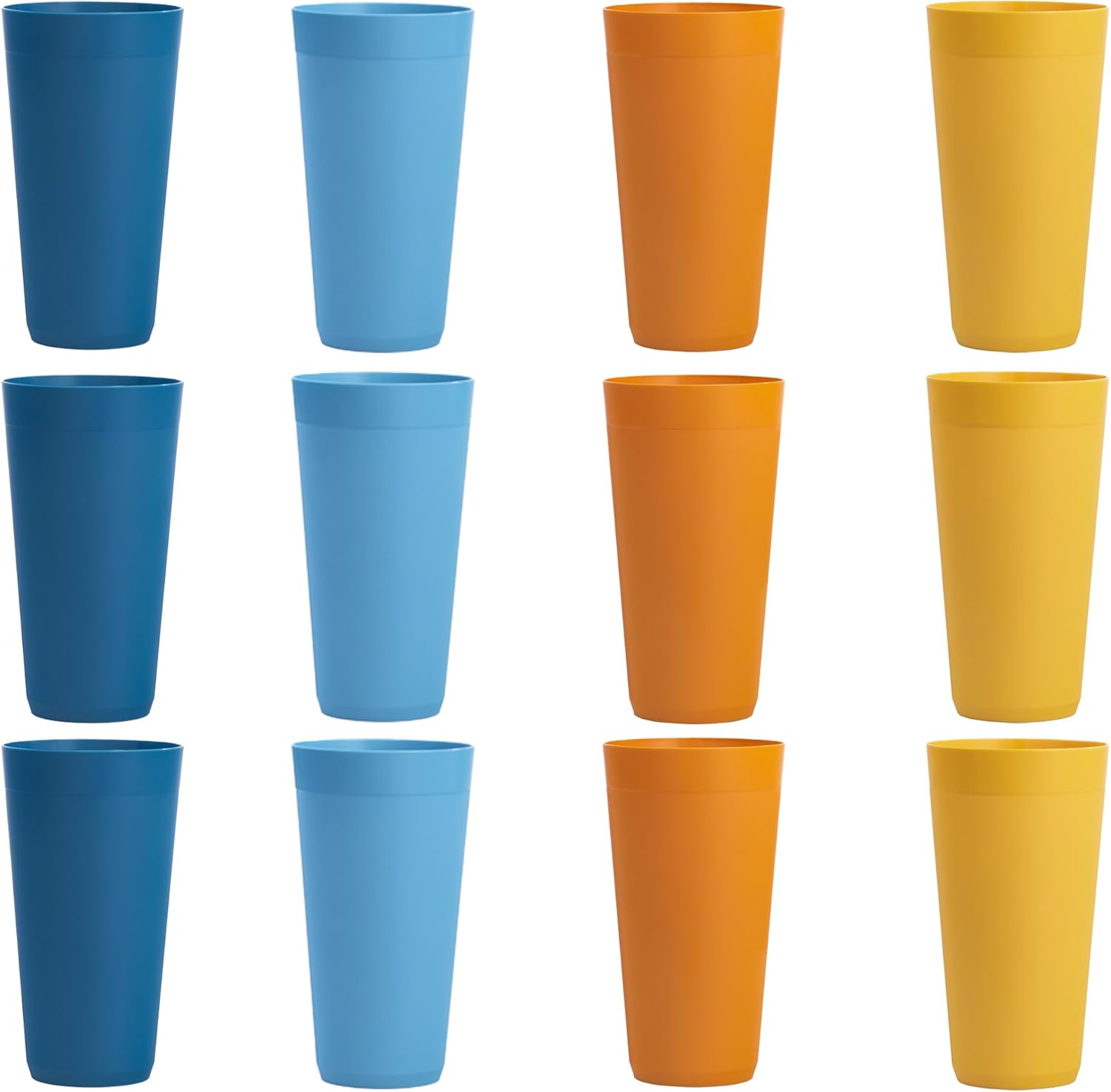 US Acrylic Newport 32 ounce Unbreakable Plastic Stackable Iced-Tea Tumblers in 4 Sunrise Colors | Set of 12 Drinking Cups | Reusable, BPA-free, Made in the USA, Top-rack Dishwasher and Microwave Safe - Image 7