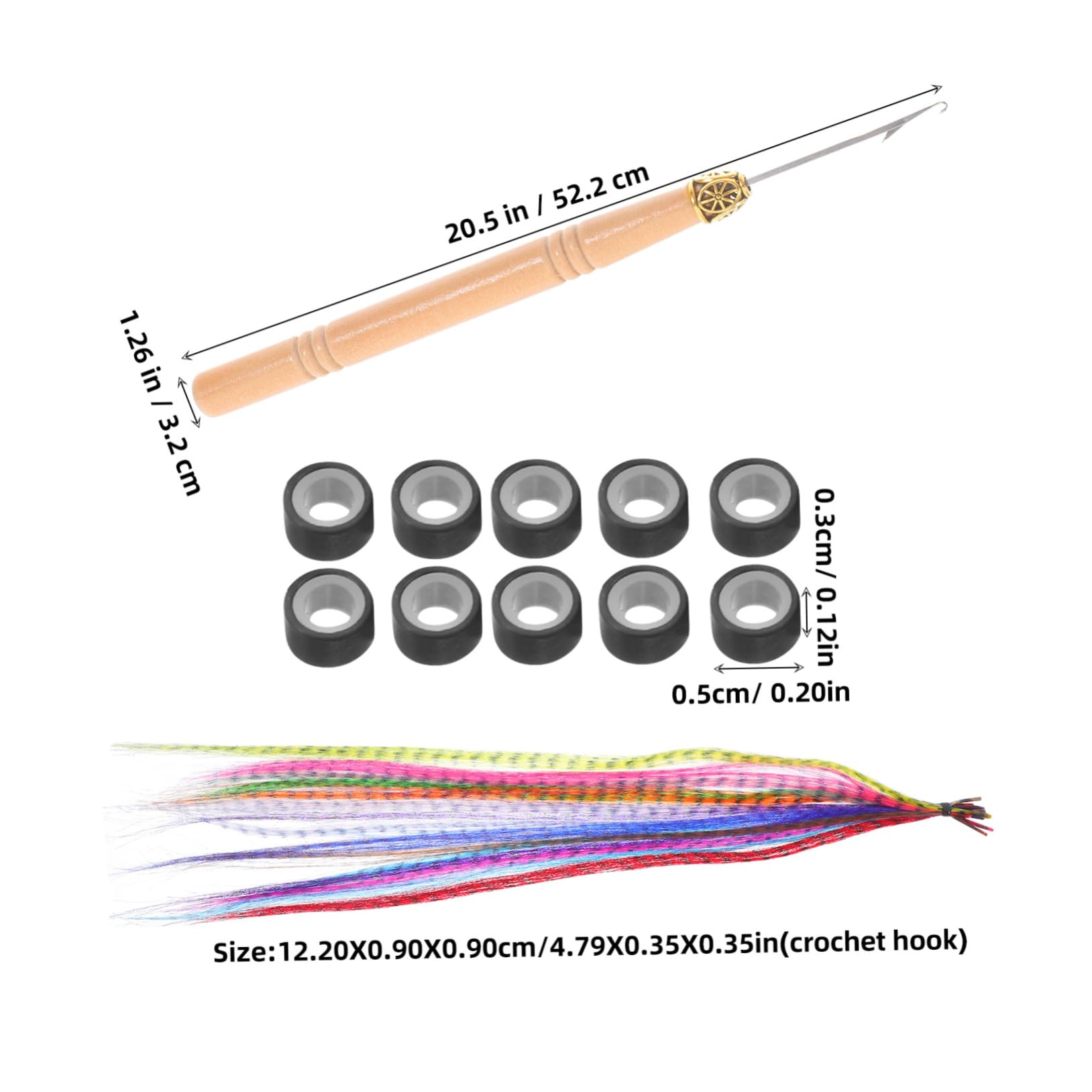 HONMEET Feathered Hair Extension Kit Vibrant Colors with Micro Beads Crochet Hook for Easy Application Striped Design for Womens Cosplay Party Styles