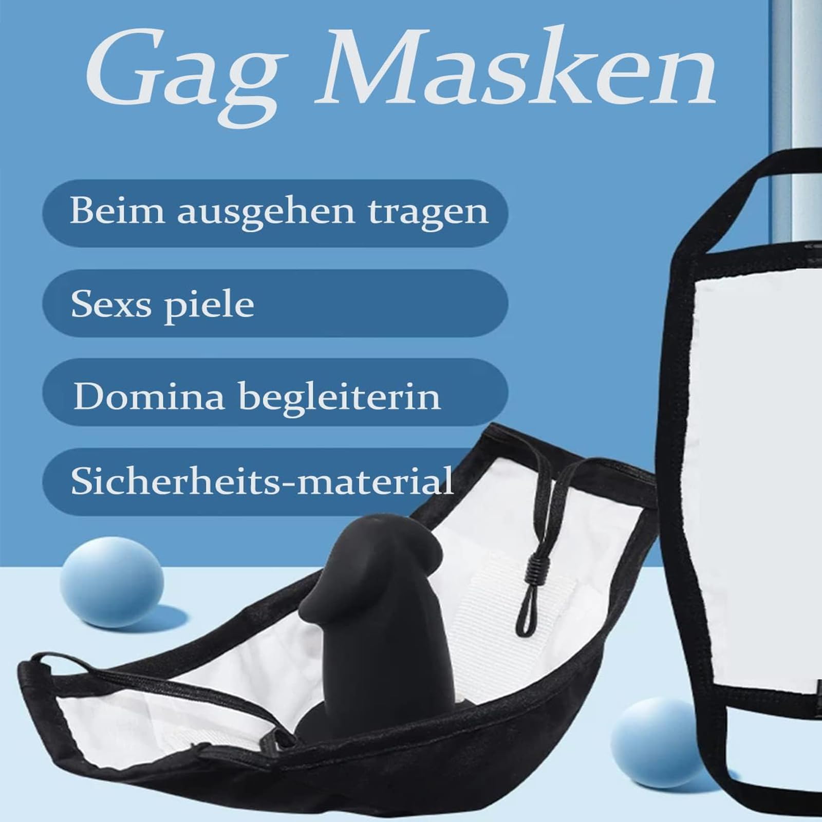 Masque Fétiche avec Pénis Gag Mouth Extreme Amovible, Masques avec Silicone Réaliste Dildo Mouth Ball Gag BDSM Mouth Gag, Bondage SM Erotic Sex Toy pour Couple Adulte Hommes Femmes