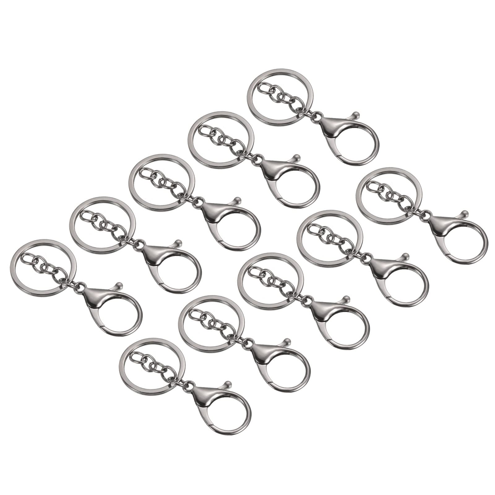 PATIKIL Key Chain Rings, 10 Pack Lobster Clasp Keyring Trigger Clip Keychain Holder for DIY Decorations, Black