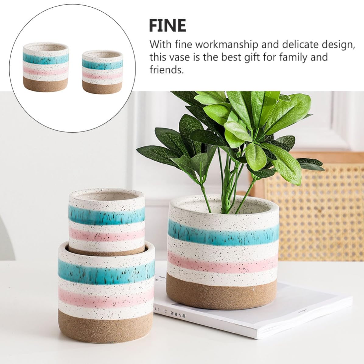 ibasenice 2 Stück Retro Blumentopf aus Keramik Tischblumentopf für Sukkulenten und Blumen Schlichtes Handgemaltes Design Dekorativ für Café und Hochzeitsdekoration