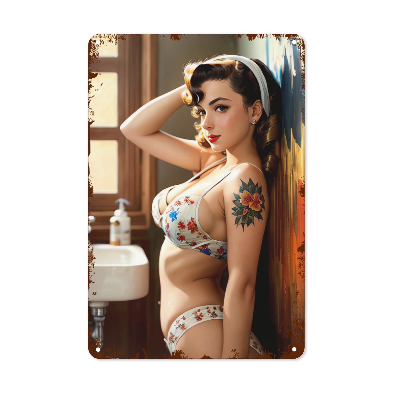 Kueprae Girls A411 Classic Tin Plate Retro Pinup For Home Bedrooms Kitchen Bars Pubs Garages Gardens Patios Porches 8X12 Inch