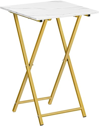 Miniatura 30 de HOOBRO Mesa plegable para TV, bandeja de TV de madera, mesa auxiliar portátil para sofá, mesa auxiliar industrial para aperitivos para espacios café