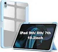 Capa para iPad de 9ª/8ª/7ª geração de 10,2 polegadas (lançado em 2021/2020/2019), capa fina e inteligente para iPad de 10,2 polegadas, com ativação/desativação automática (Azul)