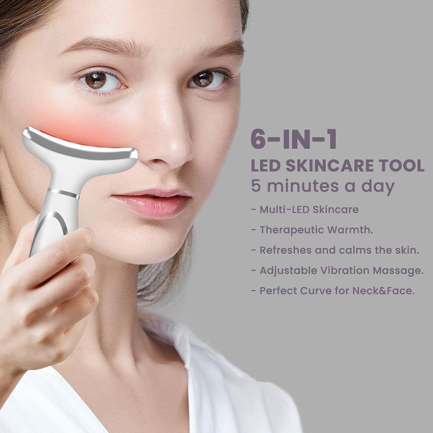 Red Light Therapy for Face, Facial Massager, Skin Care Device for Anti-Aging, at-Home, Lifting & Tightening Loose Skin (Pearl White)