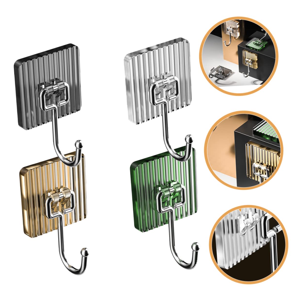 16piezas Gancho Adhesivo Inoxidable Para Pared Ganchos De Montaje Sin Taladro Para Baño Cocina y Decoración Del