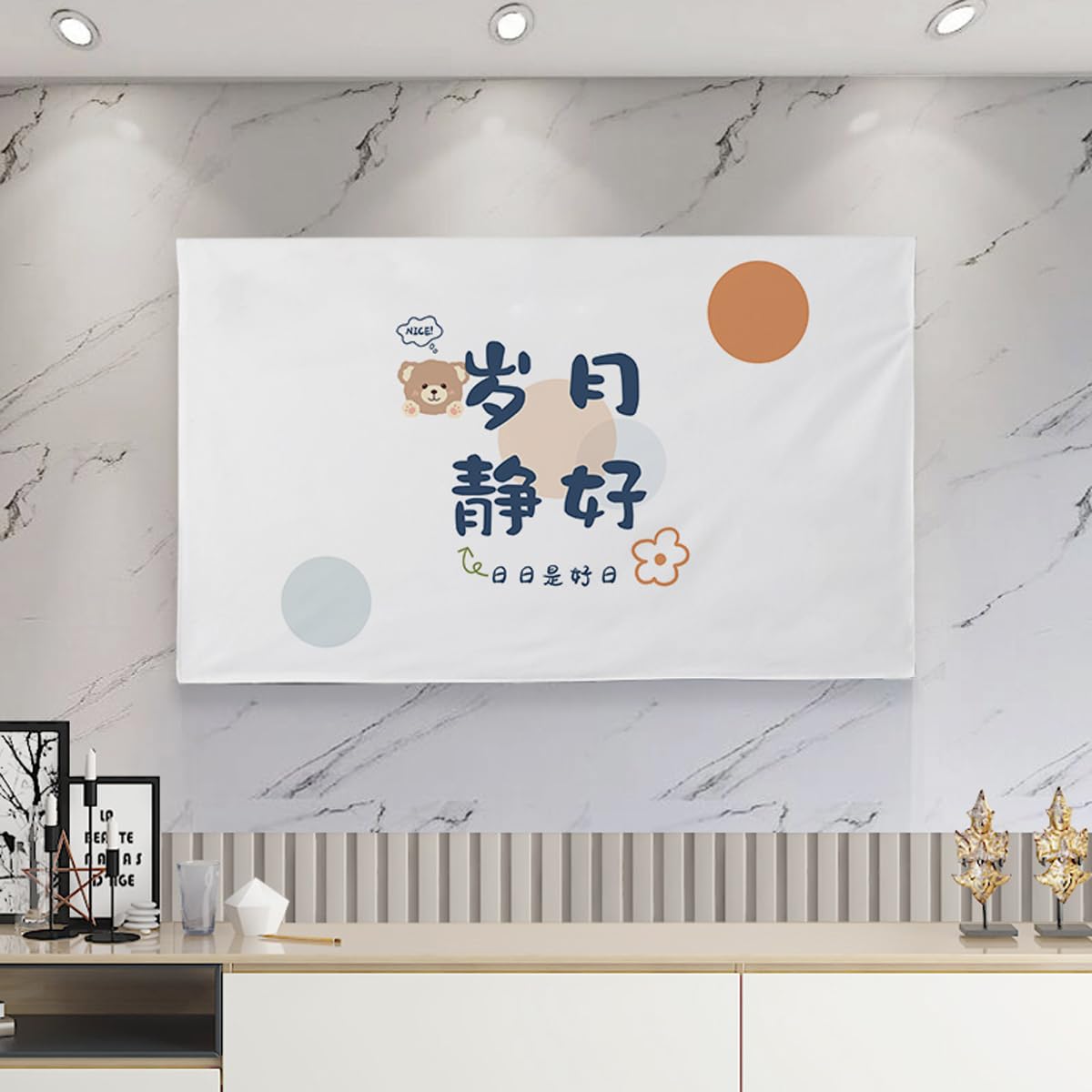 televisor de exterior, Funda moderna TV de 32" a 75", tela terciopelo cristal a prueba(A,50in(120x75cm))