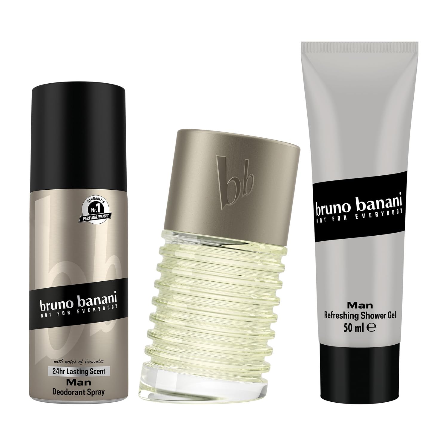 bruno banani Man Geschenkset mit Eau de Toilette, Duschgel und Deodorant-Spray mit fesselndem, aromatischem Männer-Duft, 30 ml… – Ansicht 2