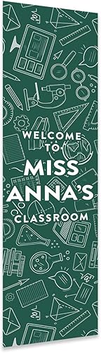 Miniatura 29 de Andaz Press Letrero de bienvenida vertical personalizado para el aula de 13 x 47 pulgadas para profesores, letreros de puerta de aula, letrero