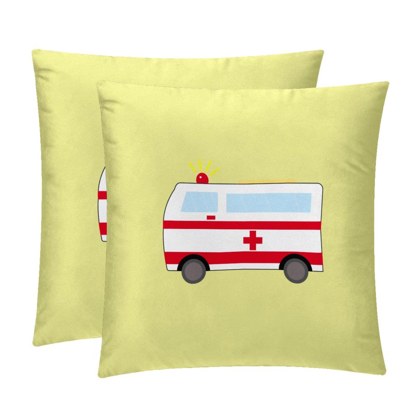 Housse de coussin lombaire déco maison de ferme taie douce jaune lot de 2