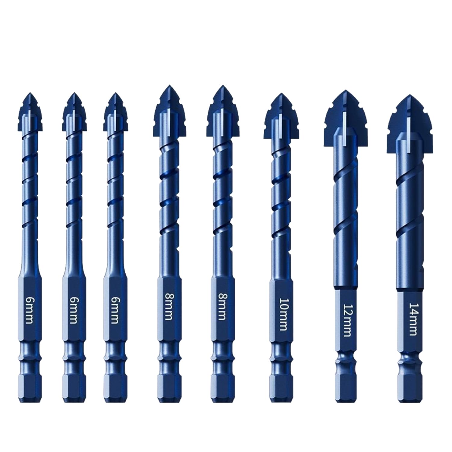 8 Packs Serrated Masonry Drill Bit Set - 1/4 to 9/16 Inch 8 Pcs Kit Industrial & Household Drill Bit Set for Concrete,Tile,Glass,Brick,Ceramic,Plastic and Wood