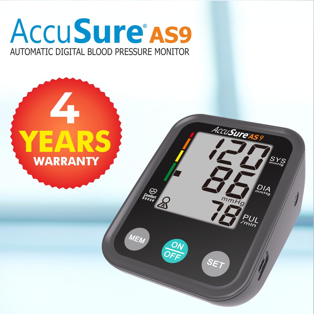 AccuSure Blood Pressure Monitor Fully Automatic Digital Large Display And Adjustable Arm-Cuff Comes - Grey Color AccuSure Blood Pressure Monitor Fully Automatic Digital Large Display And Adjustable Arm-Cuff Comes - Grey Color