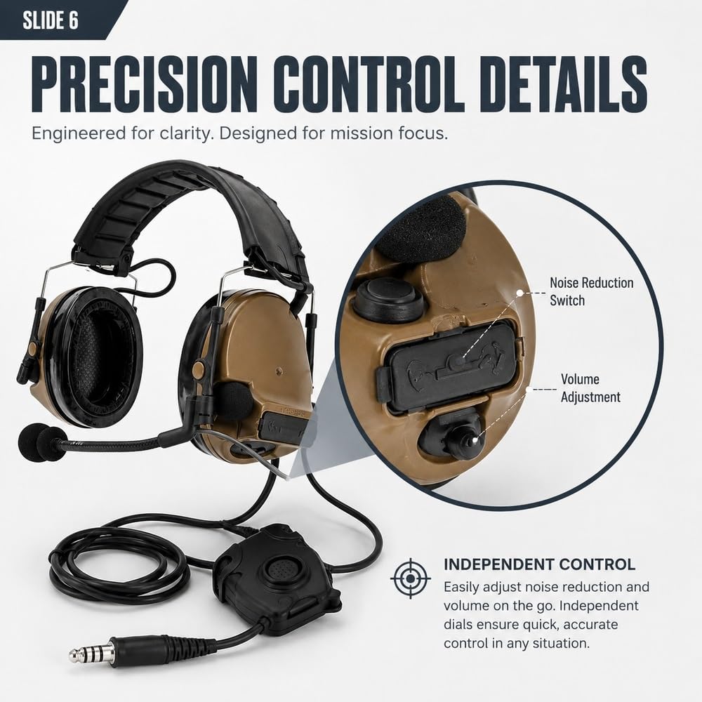 Auriculares Tácticos con Reducción De Ruido C3, Almohadillas Silicona Suaves Adaptador PTT For Deportes Al Aire Libre, Tiro, Caza, Comunicación