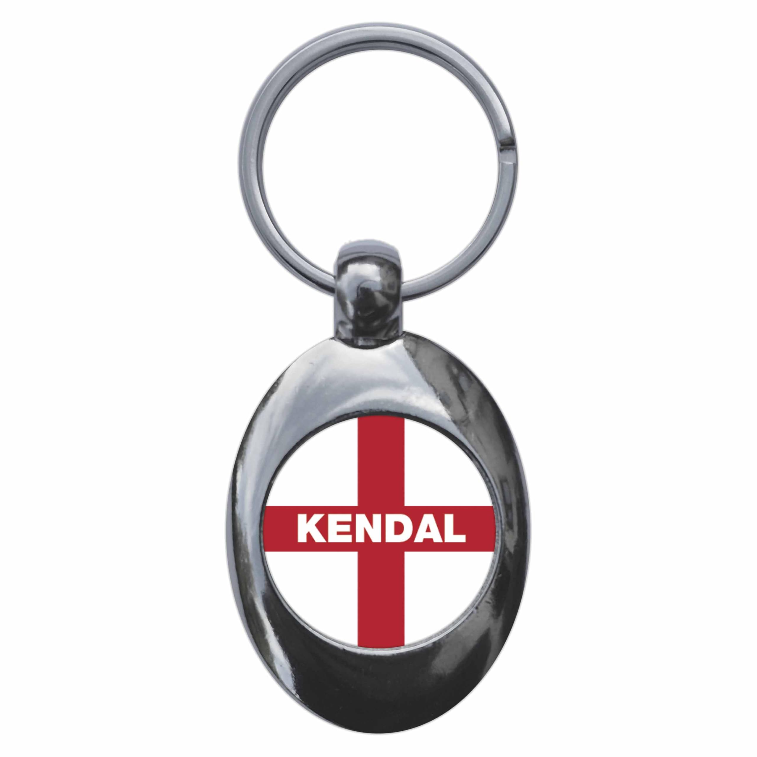 Ozorath Kendal England Flag Keyring Keychain With Trolley Coin