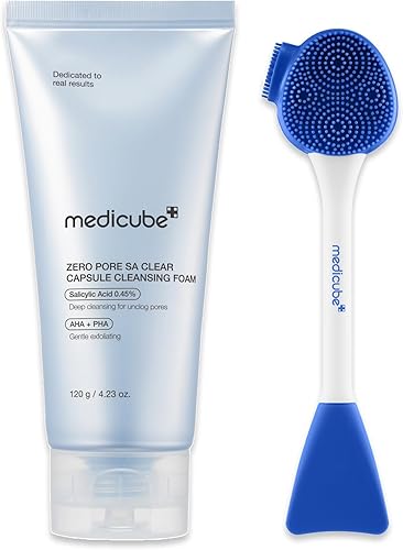 medicube Zero Capsule & Pore Brush Set: Zero Clear Blue Capsule Facial Deep Cleanser and Multi Pore Brush & Mask Applicator