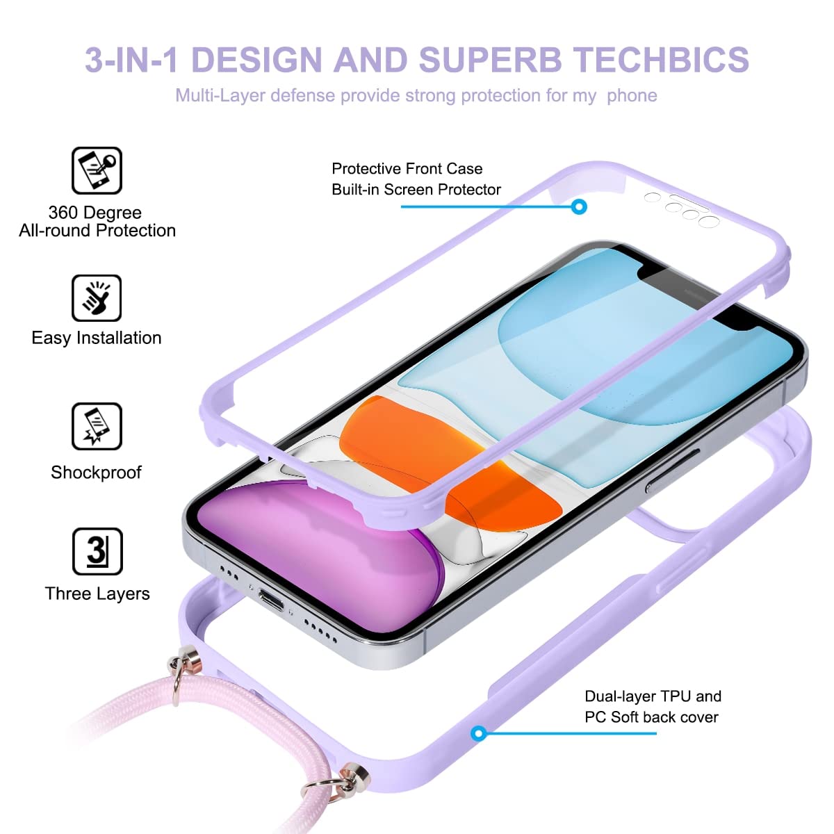 Dexnor For IPhone 8 Plus Case, IPhone 7 Plus Case, Built In Screen Protector And Kickstand Heavy Duty Military Grade Protection Shockproof Phone Case