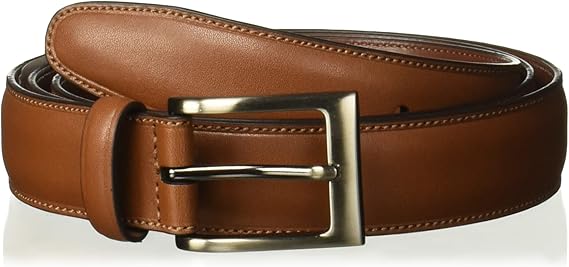 Perry Ellis Men's Timothy Leather Belt with Stitched Edges, Silver Prong Buckle, 1.5" Width (Available in Big & Tall)