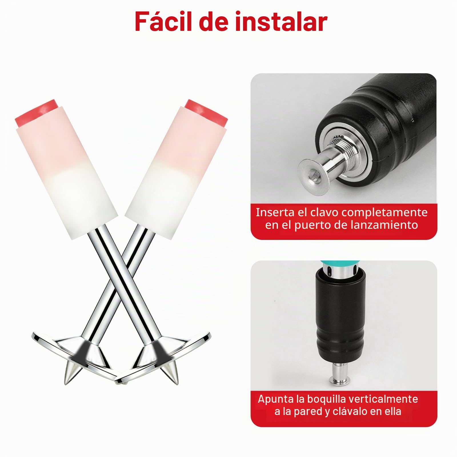 400 piezas Clavos para pistola de clavos, 7,3 mm Clavos para Pistola de Impacto, Acero al Carbono Clavo Redondo Nails para Hormigón, Tejas, paredes