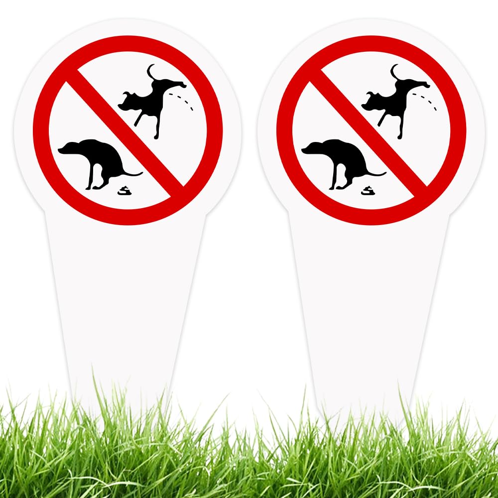 2 Pezzi Cartello No Cacca e Pipì per Cani, 30 x 15 cm, Cartelli di Divieto di Pipi per Cani, Cartello Divieto di Cacca cani per Prato Parco Giardini,Protezione UV Resistente Alle Intemperie,PVC