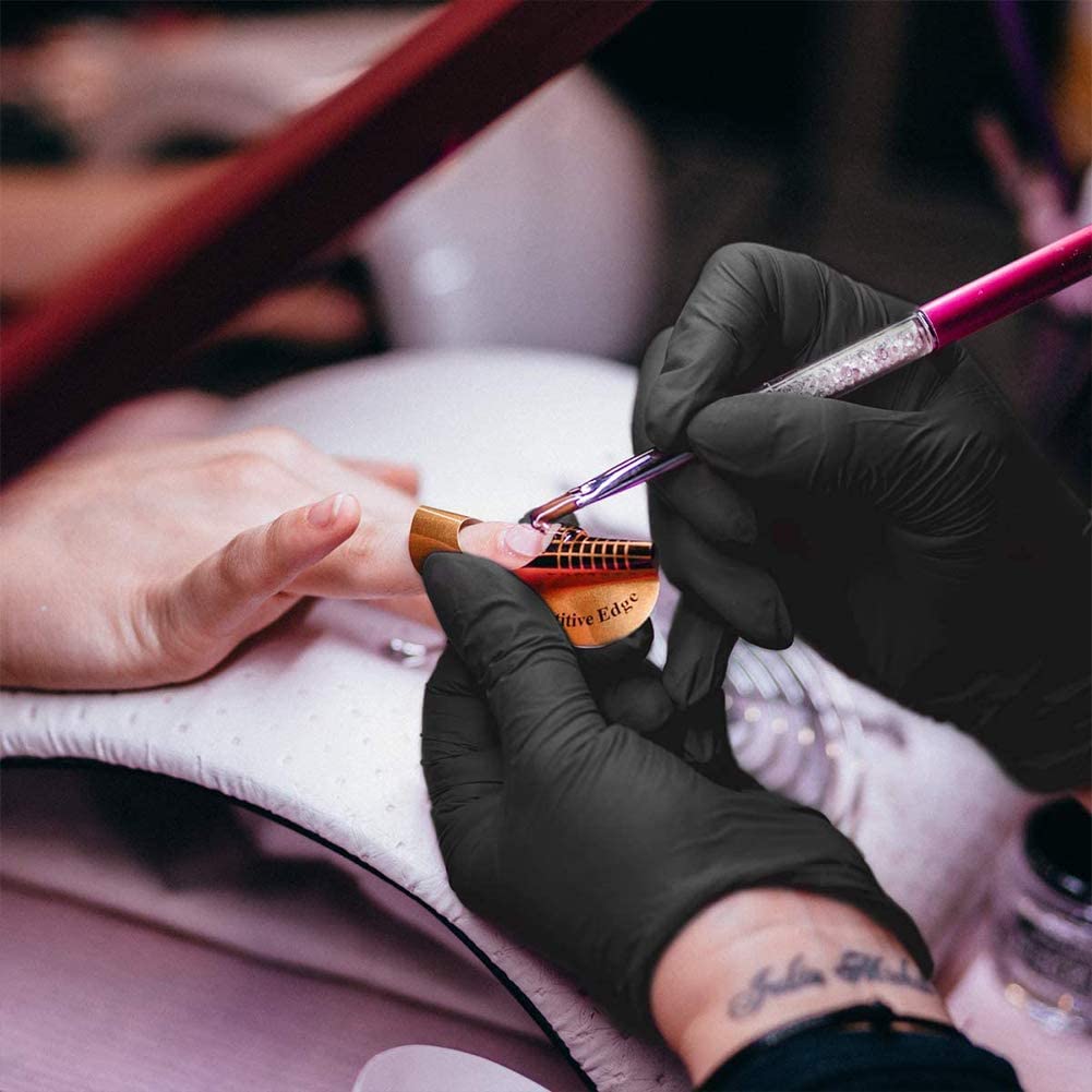 QNCIGER Reusable Hair Dye Gloves, Professional Coloring Accessories for Salon Hair Dyeing and Coloring (1 Pair, L, Black)