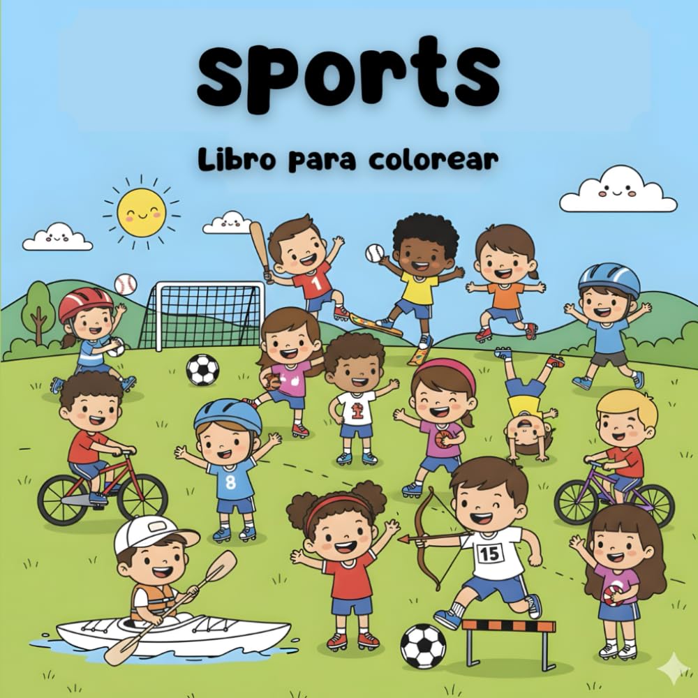 Sports libro para colorear: 43 divertidas ilustraciones de fútbol, baloncesto, béisbol, natación y más para niños y niñas de todas las edades
