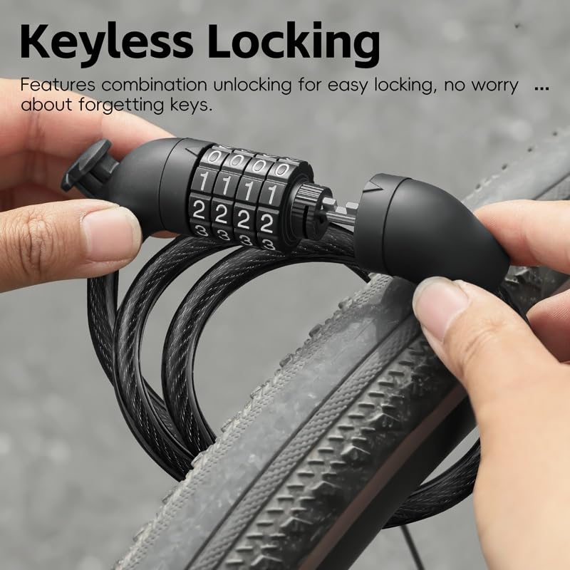 Cadenas Velo Câble antivol à combinaison 4 chiffres for vélo, fil d'acier épais
