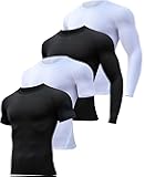 4/5 Pack Workout Compression Shirts Men Long/Short Sleeve Rash Guard Athletic Undershirt Gear T Shirt for Sports