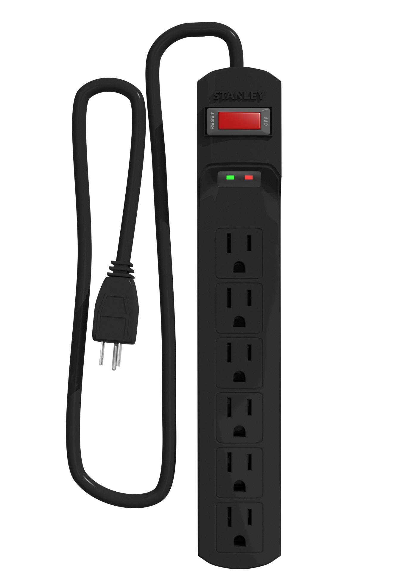 Stanley 33220 SurgeMax 1080 6-Outlet Power Strip, 3-Foot Cord, Black